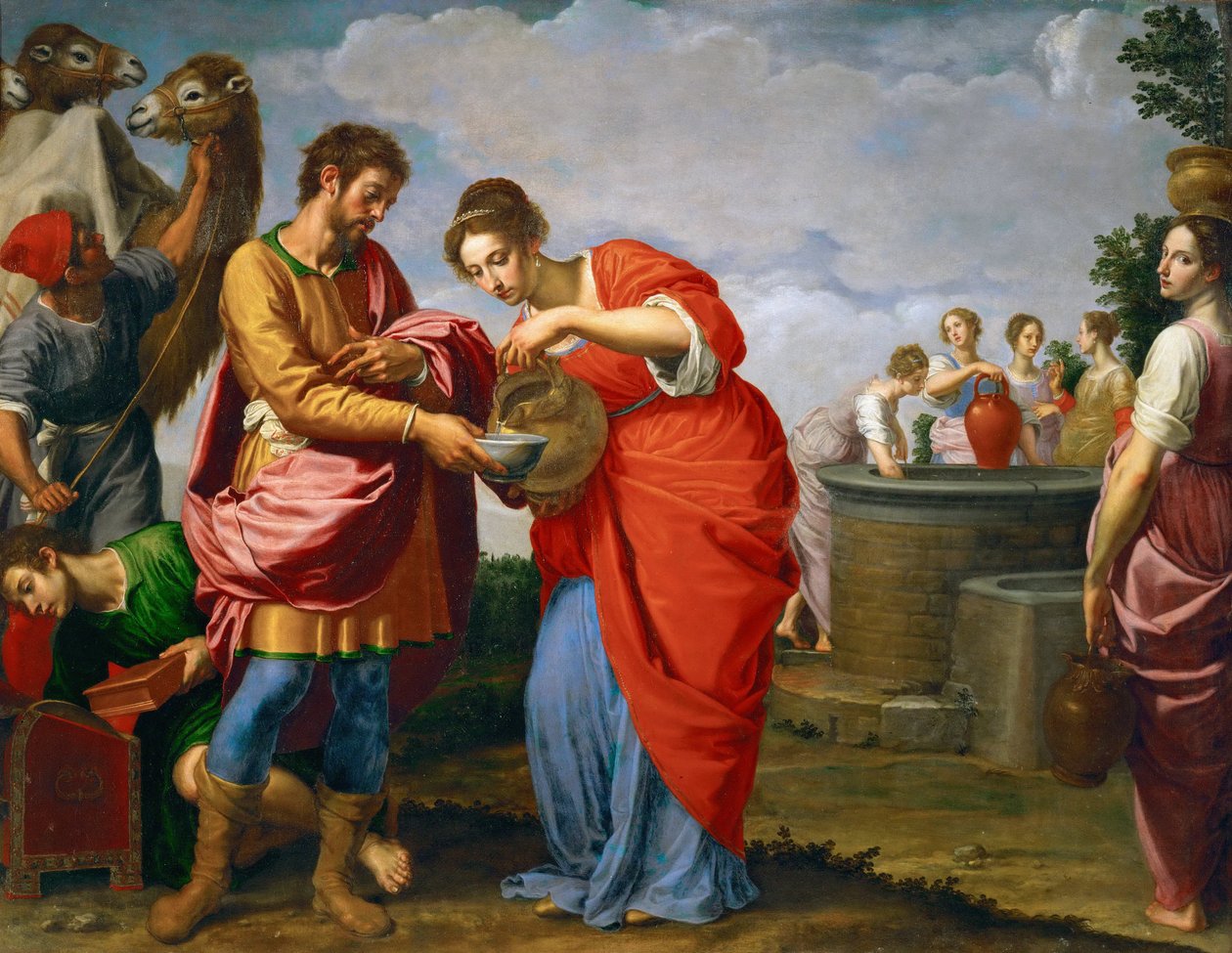 Rebekka en Eliëzer bij de bron door Ottavio Vannini