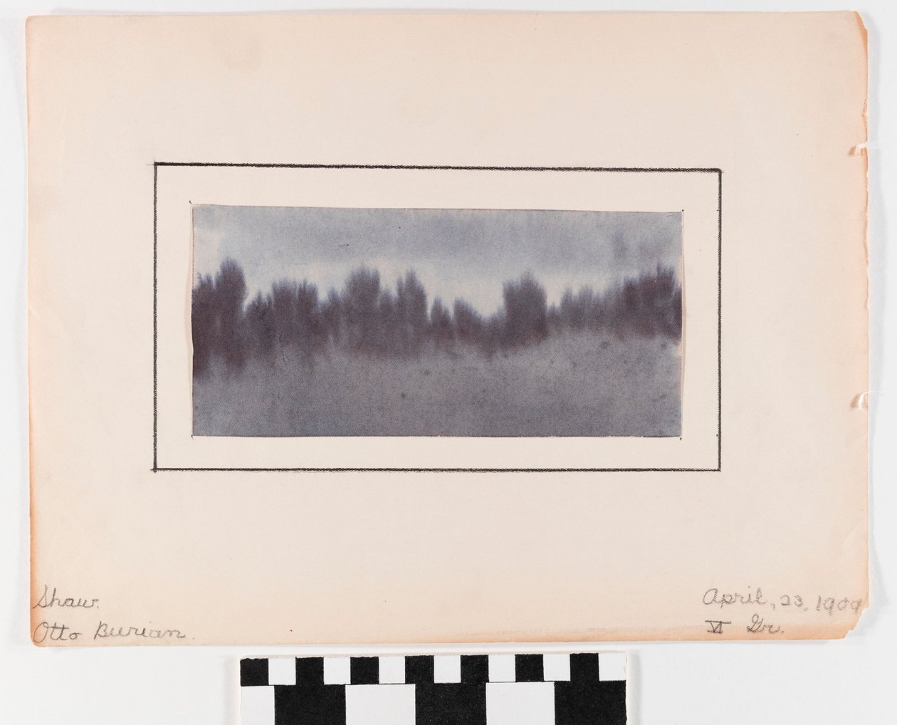 Tinten van blauwe aquarel op papier door Otto Burian