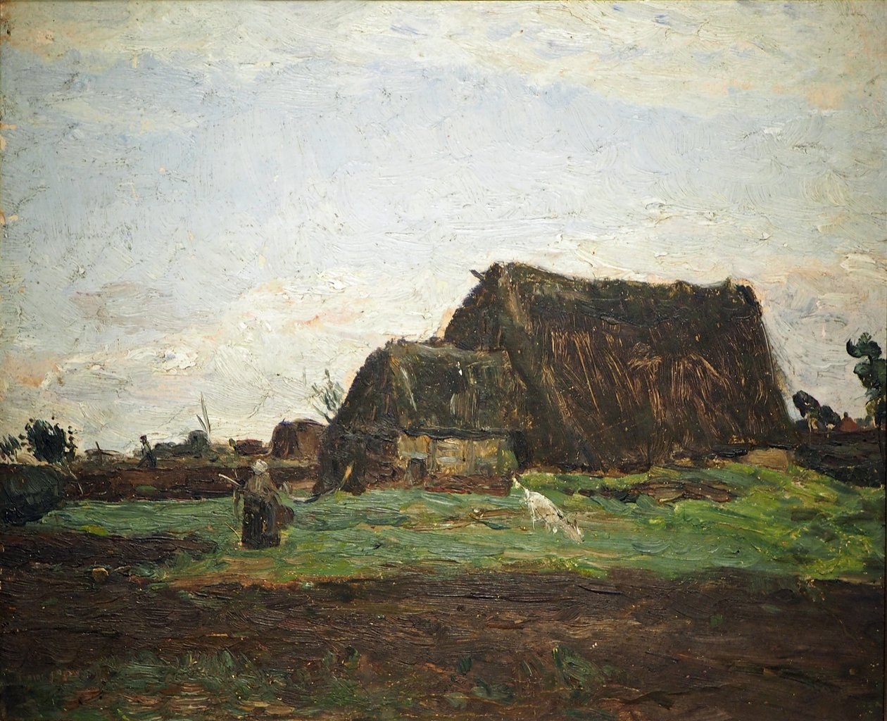 Moorkate met vrouw en geit door Otto Modersohn