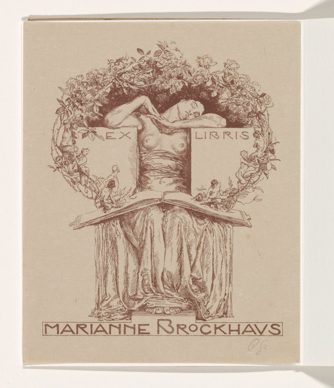 Ex libris van Marianne Brockhaus door Otto Greiner (signed by artist)