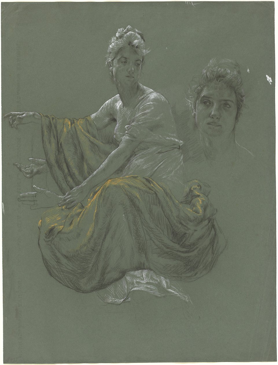 Elegante Jonge Vrouw in Klassieke Draperie door Otto Greiner