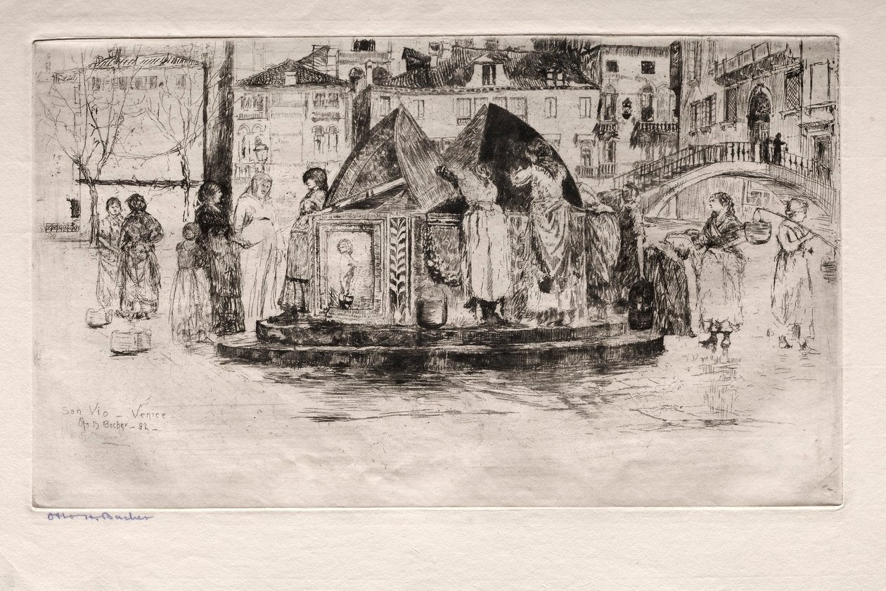 Etsen van Venetië: Pozzo San Vio, 1882 door Otto H. Bacher