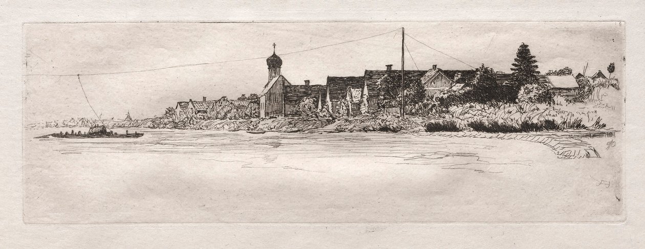Veerboot bij Schwabel Weiss, 1879 door Otto H. Bacher