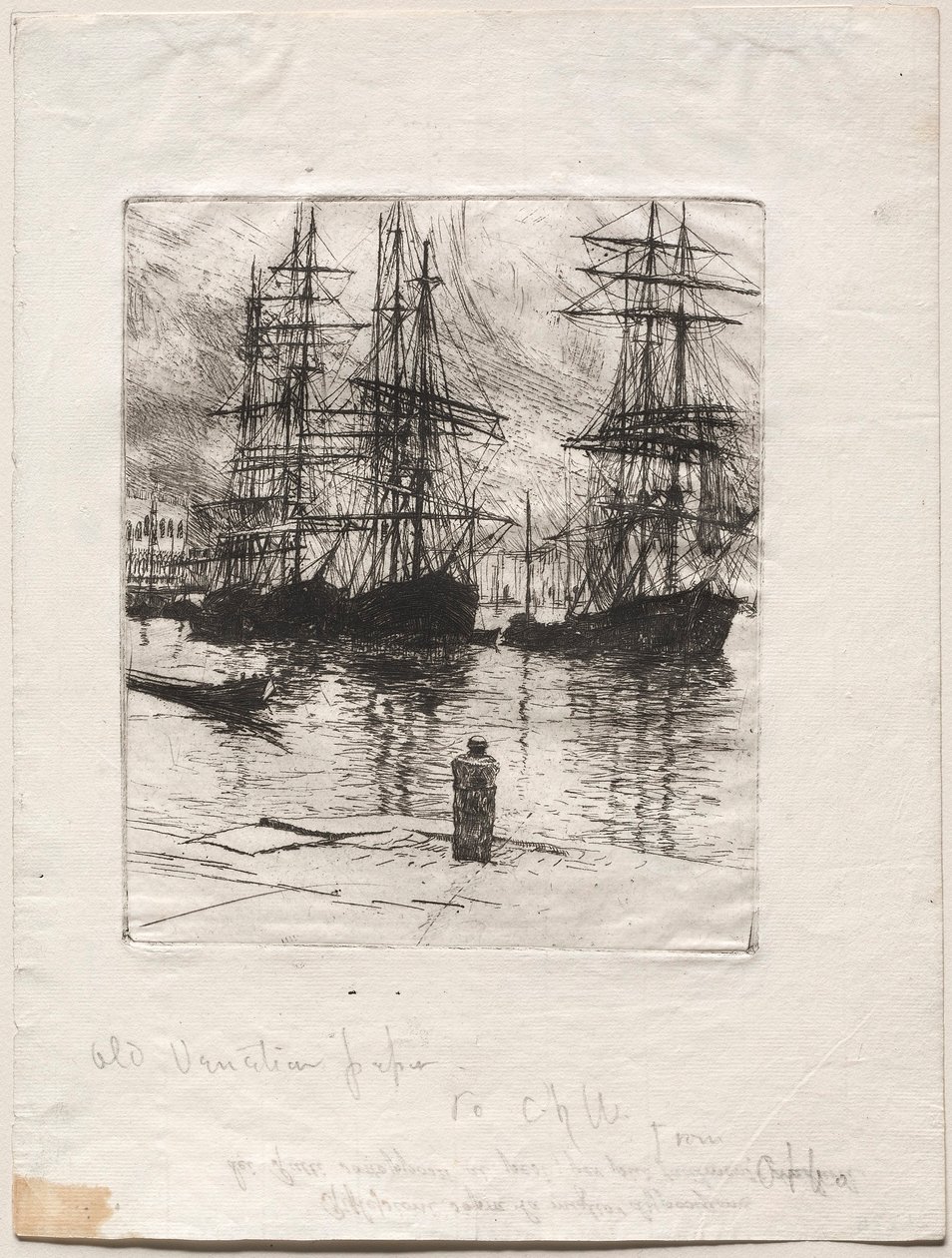 Drie schepen, Venetië, 1880 door Otto H. Bacher