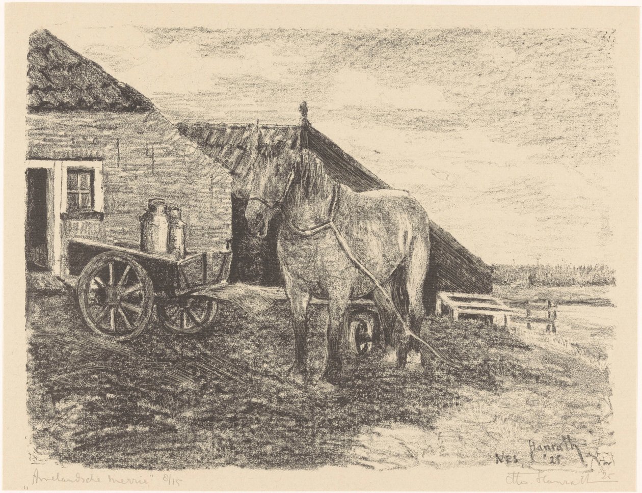 Amelandsche merrie door Otto Hanrath (signed by artist)