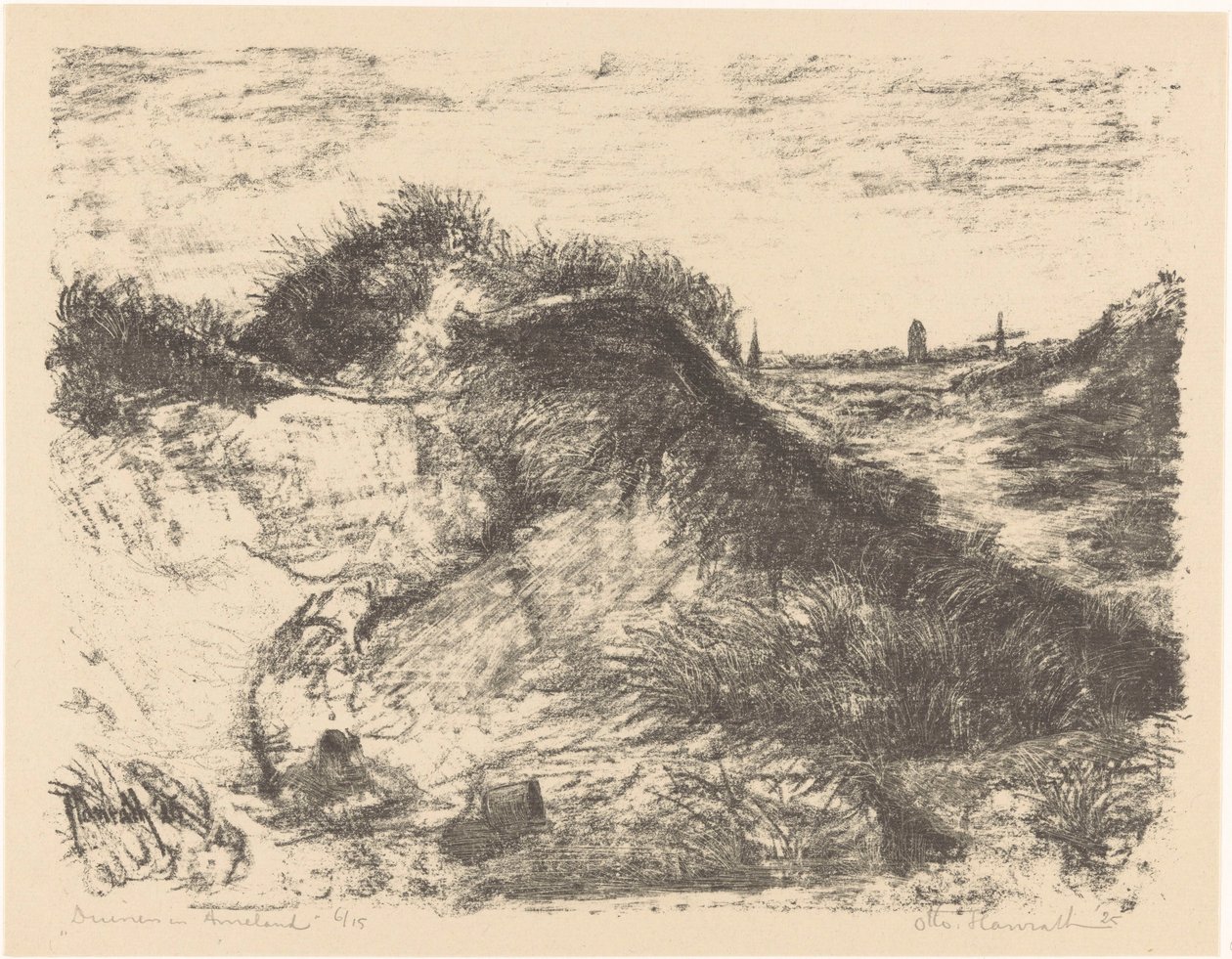 Duinen in Ameland door Otto Hanrath (signed by artist)
