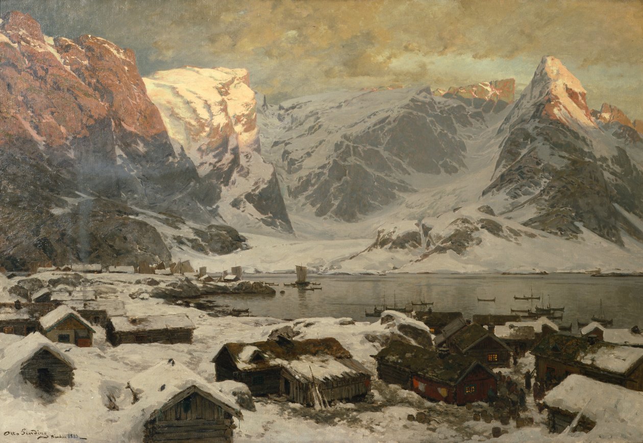 Uitzicht vanaf Reine in Lofoten, ca. 1886 door Otto Ludvig Sinding