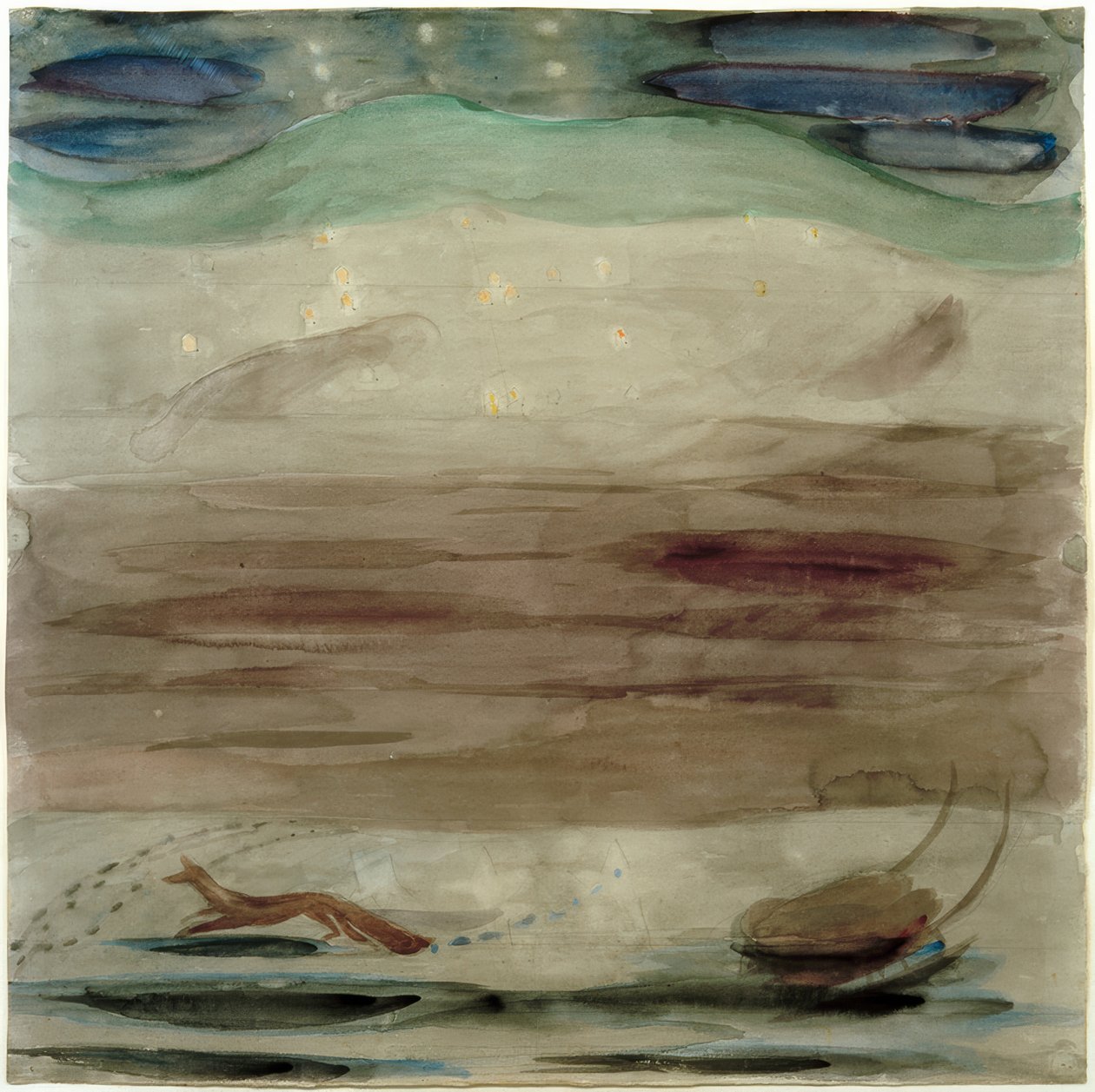 Studie voor sterrenlandschap met bergtop door Otto Meyer Amden