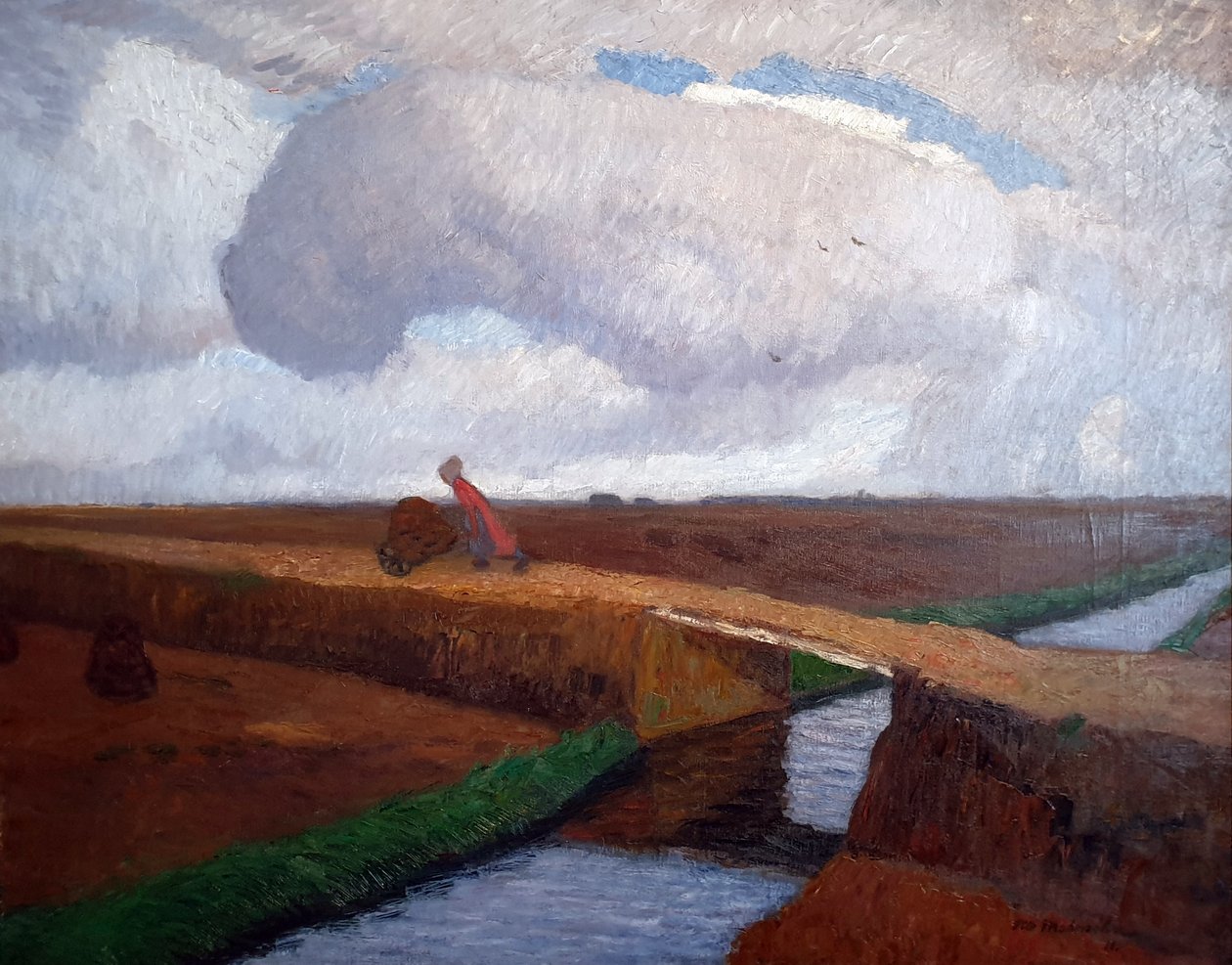 Herfstlandschap aan de Noordzeekust met kanaal door Otto Modersohn