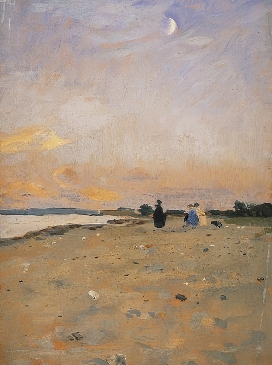 Rivierlandschap met maansikkel, 1885 of ca. 1889 door Otto Modersohn