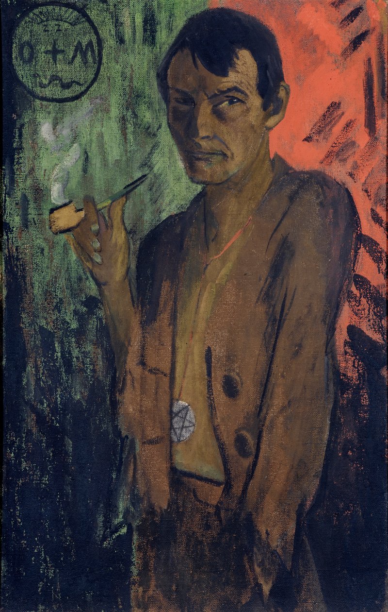 Zelfportret met pentagram, c. 1924 door Otto Mueller