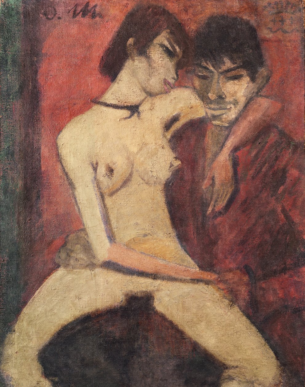 Zittende zigeunerliefhebbers, 1922 door Otto Mueller