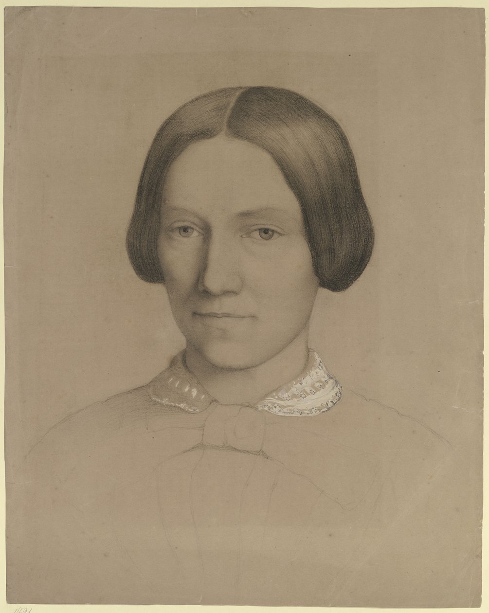 Portret van Emilie Scholderer, de moeder van de kunstenaar, en face door Otto Scholderer