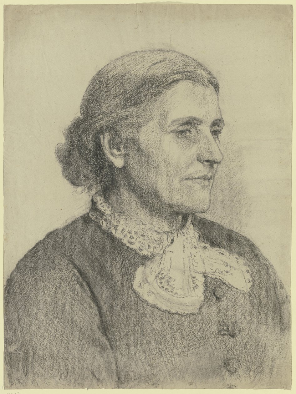 Portret van een oudere dame, naar rechts gekeerd door Otto Scholderer
