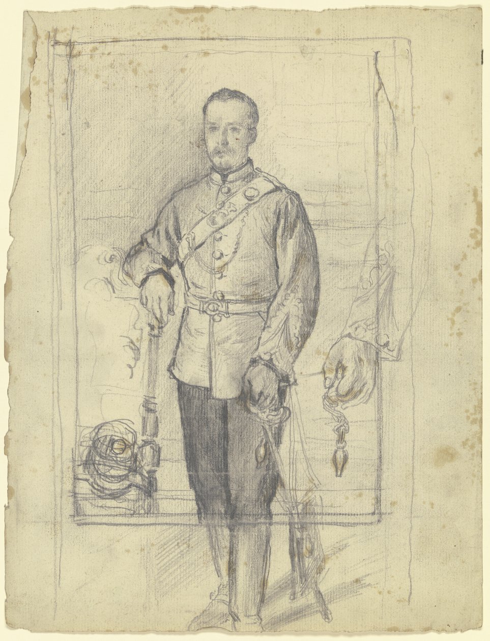 Portret van een man in uniform door Otto Scholderer