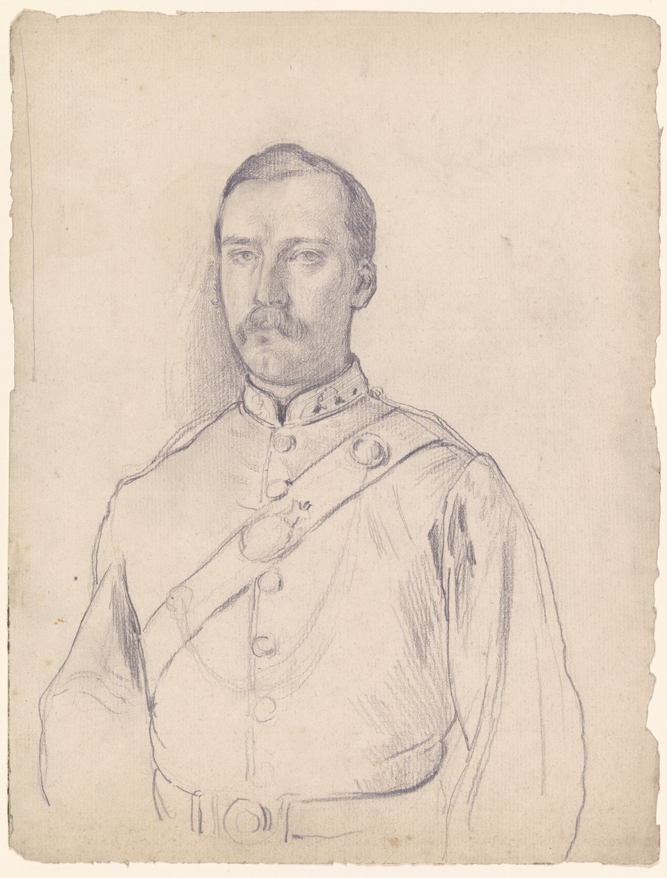 Portret van een man in uniform, halffiguur door Otto Scholderer