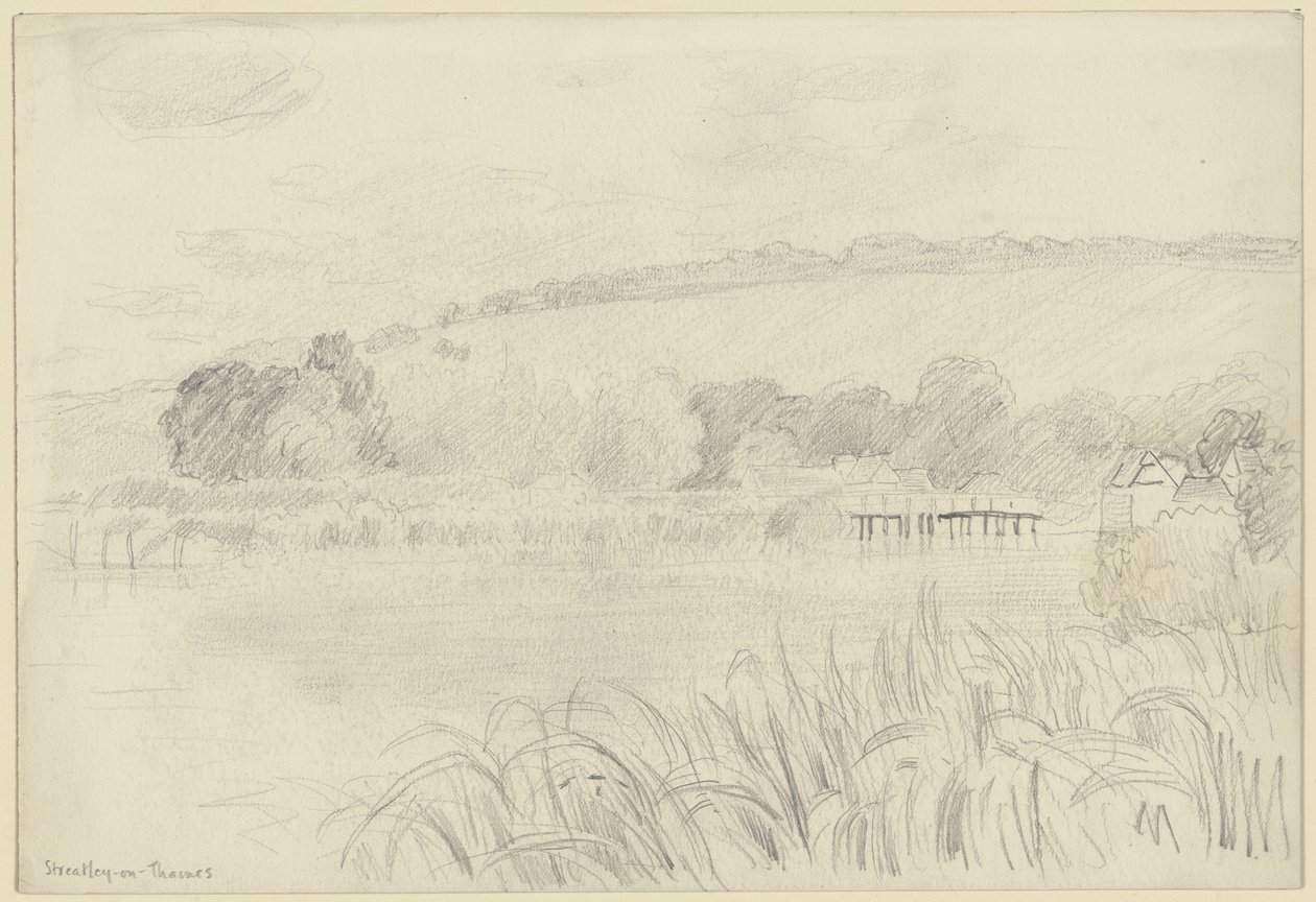 Rivierlandschap bij Streatley-on-Thames door Otto Scholderer