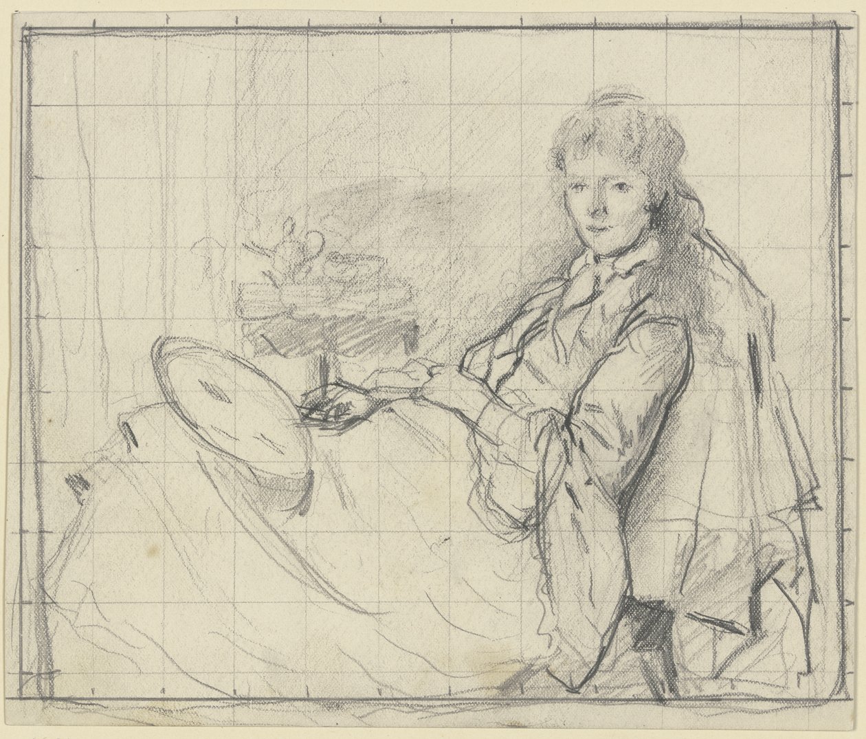 Luise Scholderer op de ottomane door Otto Scholderer