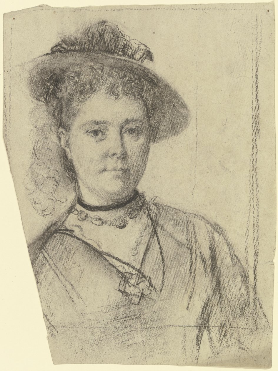 Portret van een dame met een hoed door Otto Scholderer