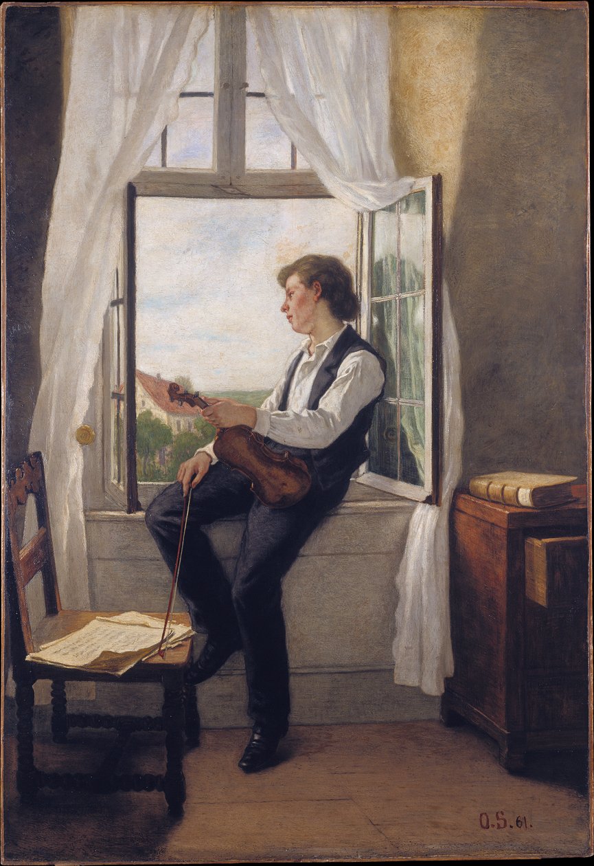 De violist bij het raam door Otto Scholderer
