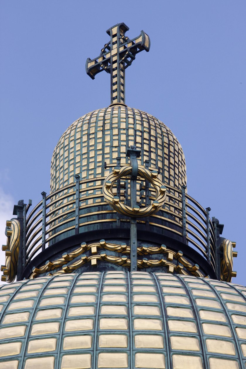 Am Steinhof (De kerk van St Leopold) - kerkkoepel, Wenen, Oostenrijk door Otto Wagner