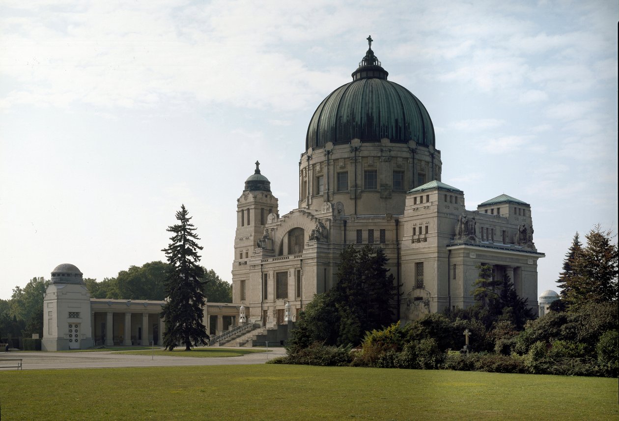 Uitzicht op het familiegraf door de architect Otto Wagner door Otto Wagner