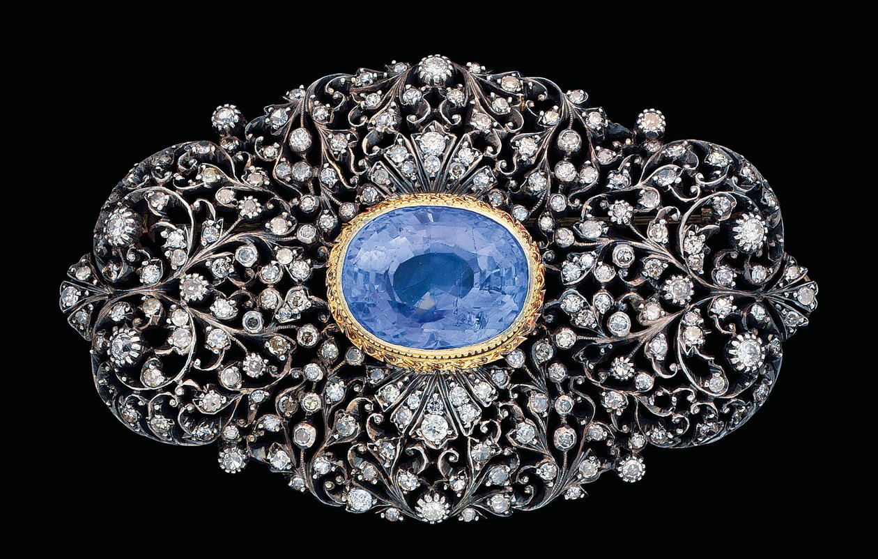 Ottomaanse broche met diamant en saffier door Ottoman School