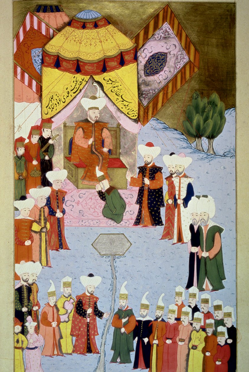 Sultan Bayezid I (1360-ca. 1402) heeft zijn Miniatuur Hof uit 