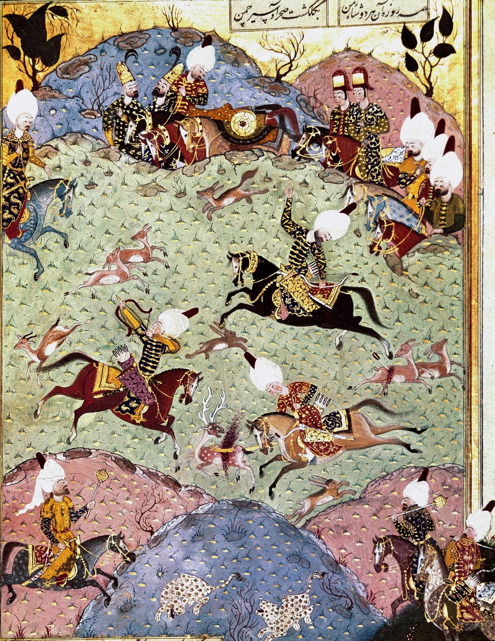 De Ottomaanse keizer Suleiman I de Prachtige op jacht door Ottoman School