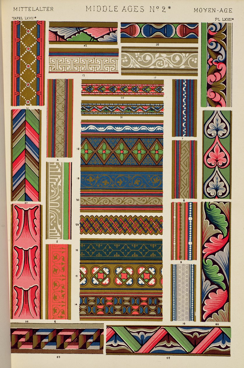 Collectie van randen uit verluchte manuscripten uit de 9e-14e eeuw, hoofdstuk XVI, plaat LXVII, uit 