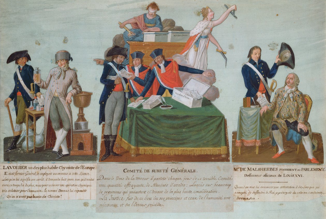 Lavoisier, het Comité de Sureté Generale en Malesherbes, 18e eeuw door P. A. and J.B. Lesueur