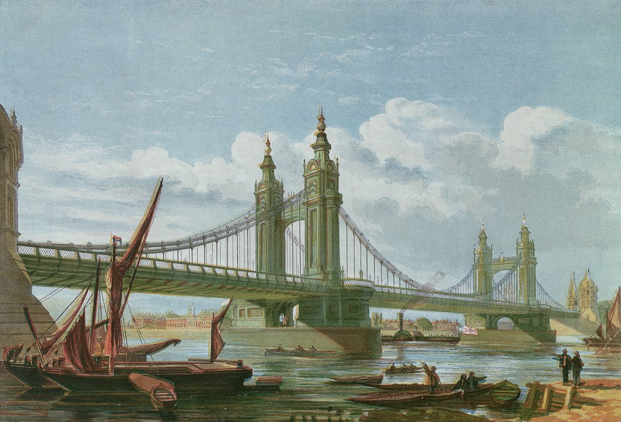 Uitzicht op Chelsea New Bridge door P. N. Page