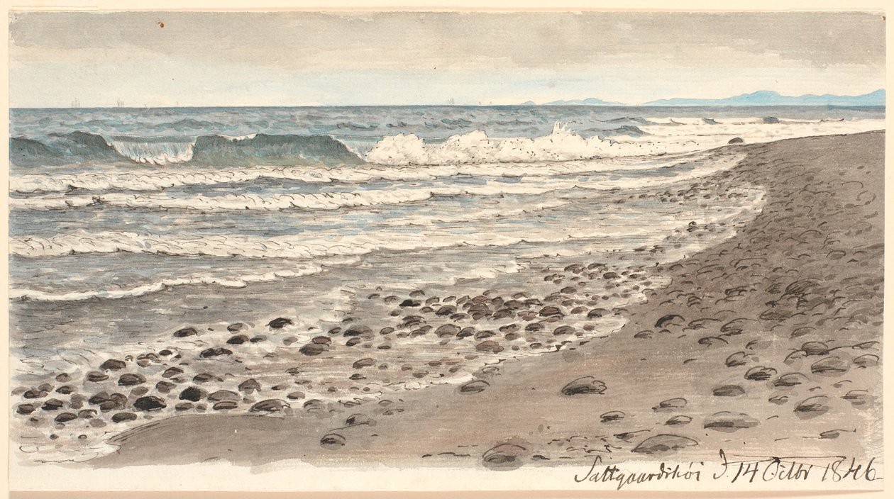 Strand met uitzicht over Kattegat naar Kullen door P.C. Skovgaard