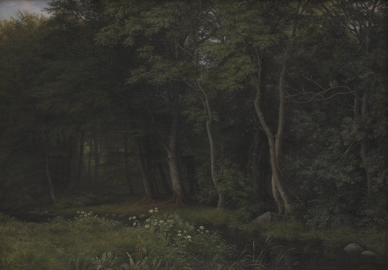 Schemering in een bos bij Iselingen Manor, Seeland door P.C. Skovgaard