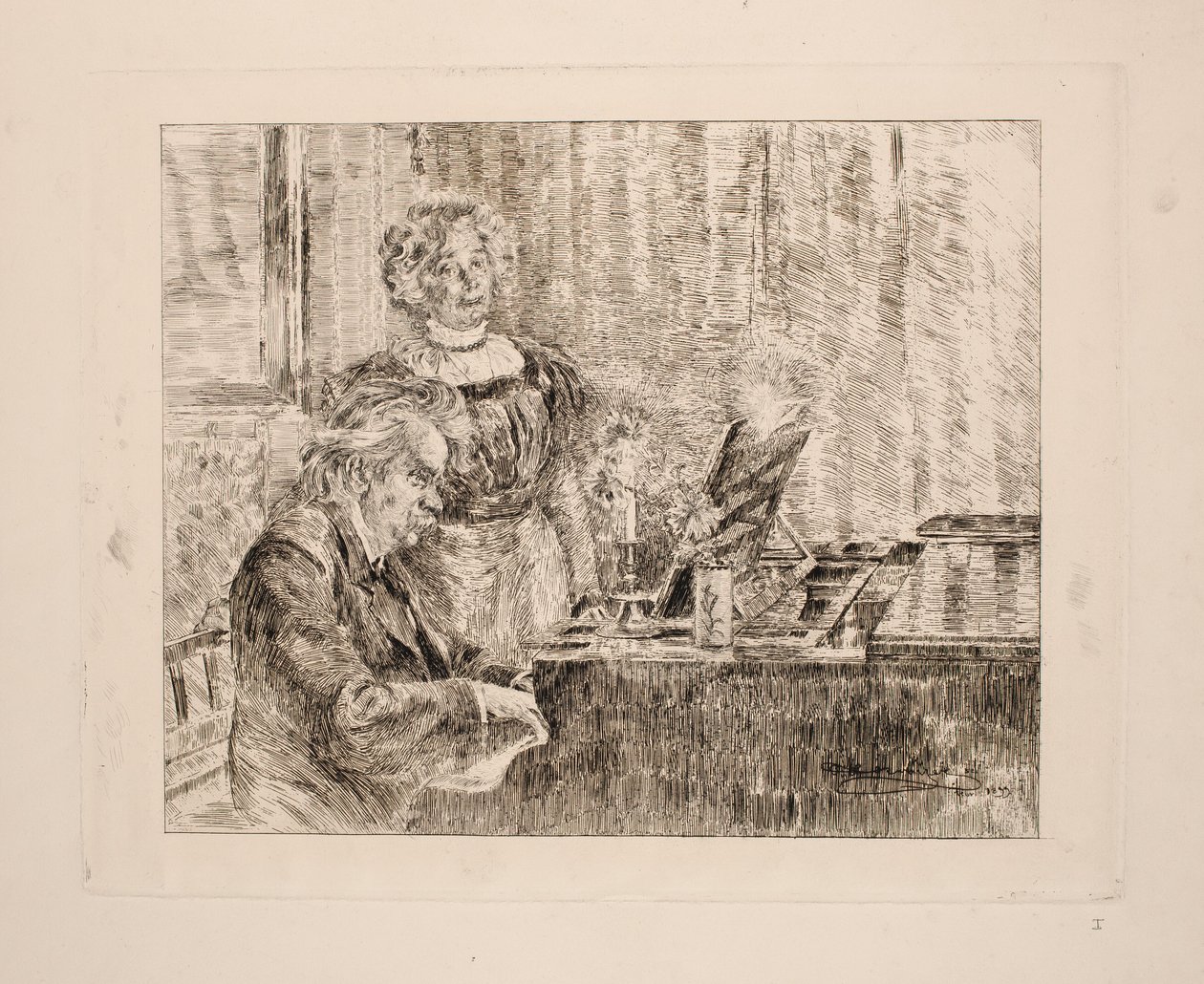 Edvard en Nina Grieg bij de piano door Peder Severin Krøyer