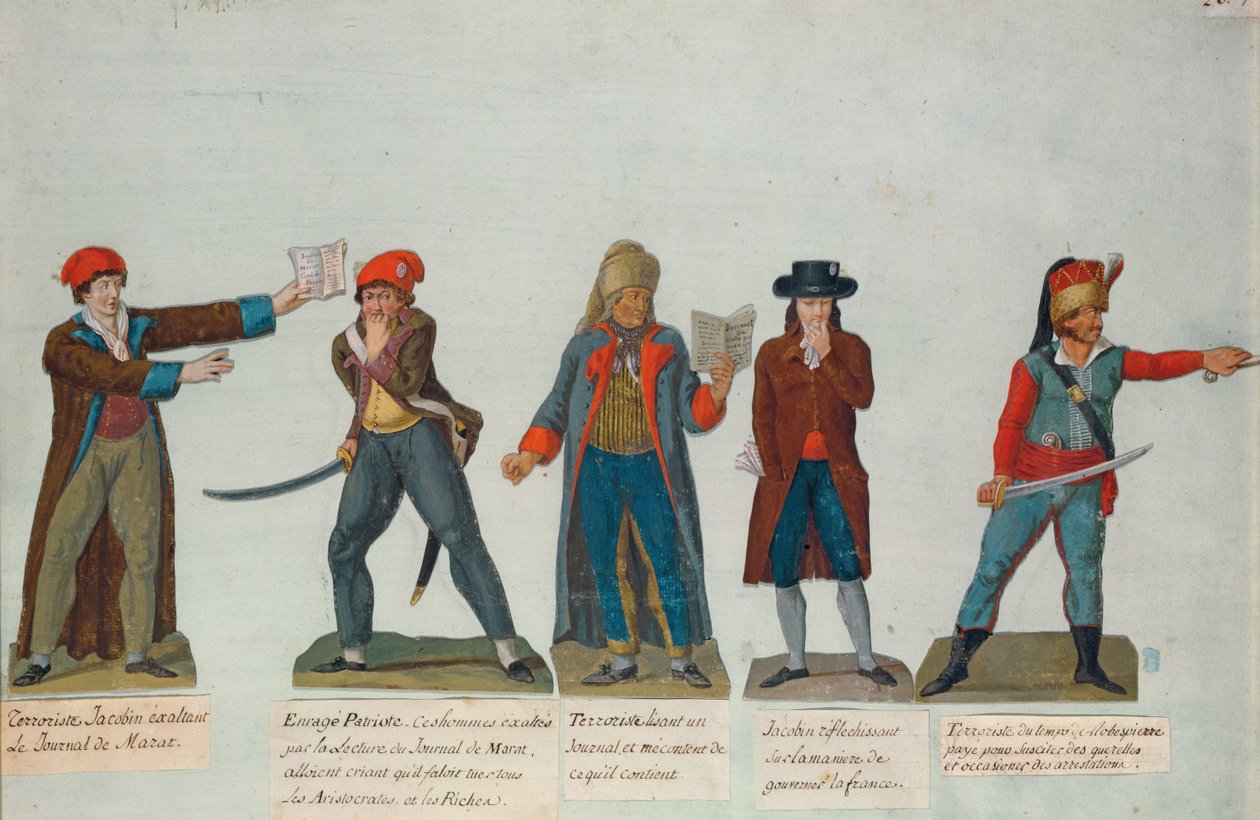 Jacobijnen en terroristen tijdens de Terreur (1793-4) tijdens de Franse Revolutie door P. A. and J.B. Lesueur