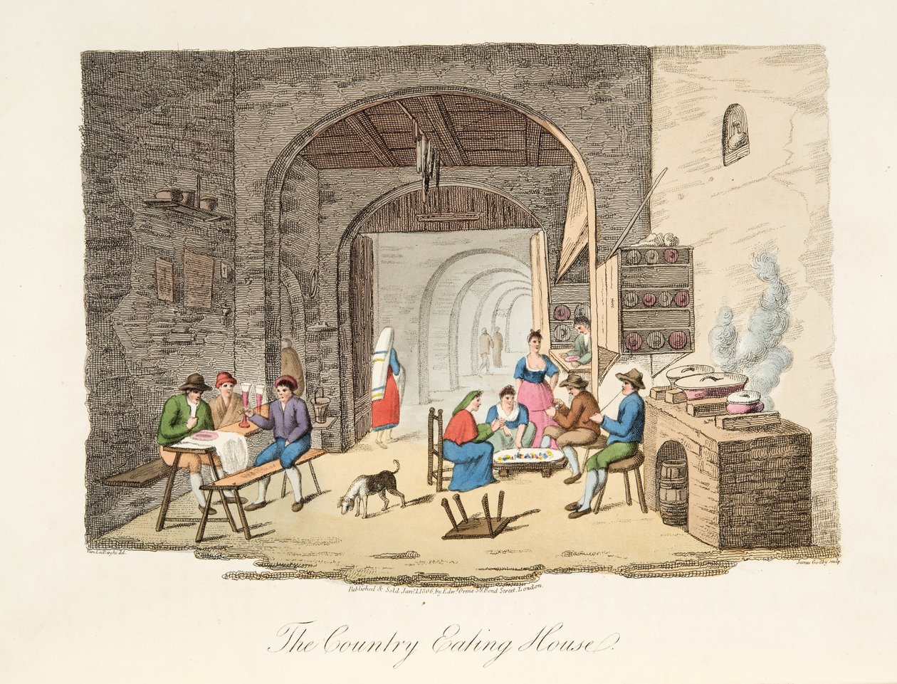 Het landelijke eetgelegenheid, uit Italiaanse Scenery, die de gewoonten, gebruiken en amusements van de verschillende staten van Italië vertegenwoordigt, pub. 1806 door P. van (after) Lerberghi