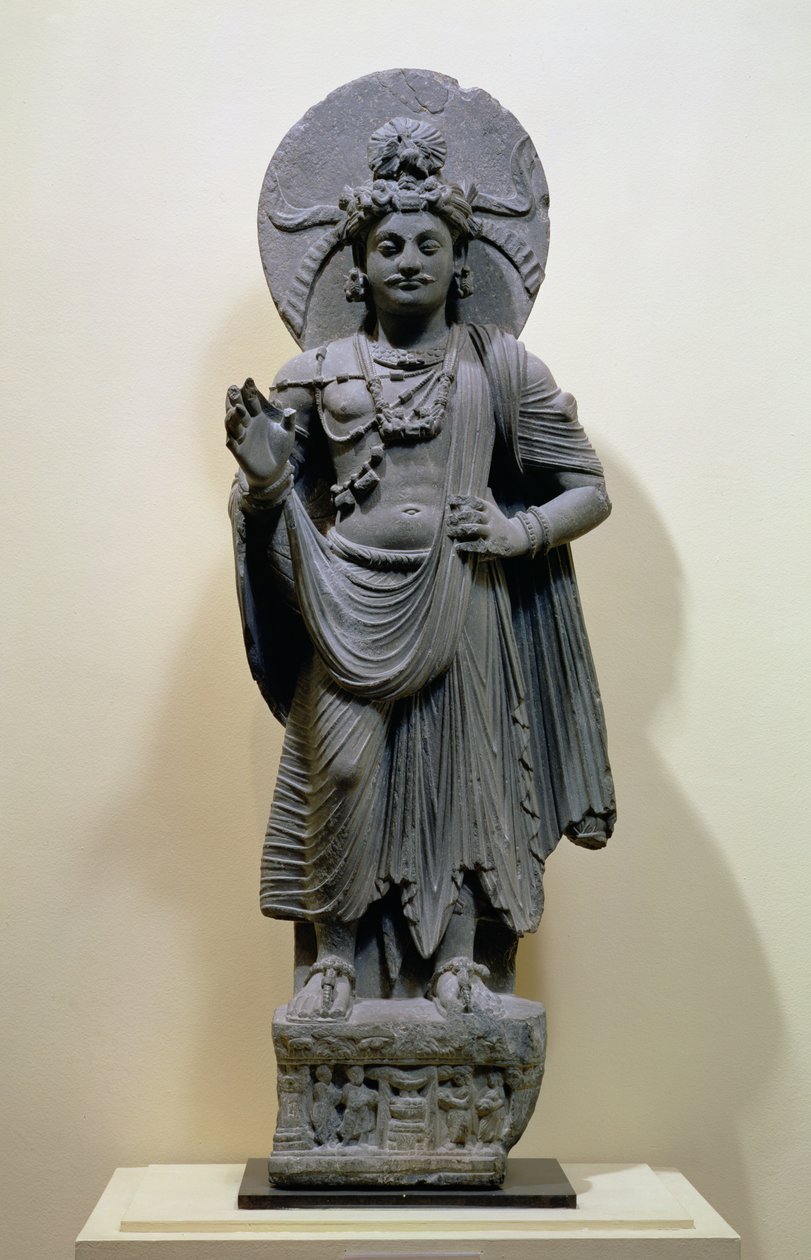 Bodhisattva-figuur, uit Mekha-Sanda nabij Shabaz-Garhi, Pakistan door Pakistani School