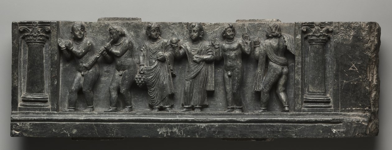Bacchanaal reliëf, Pakistan, Gandhara, Buner gebied, vroege Kushan Periode (AD 1-320) door Pakistani School