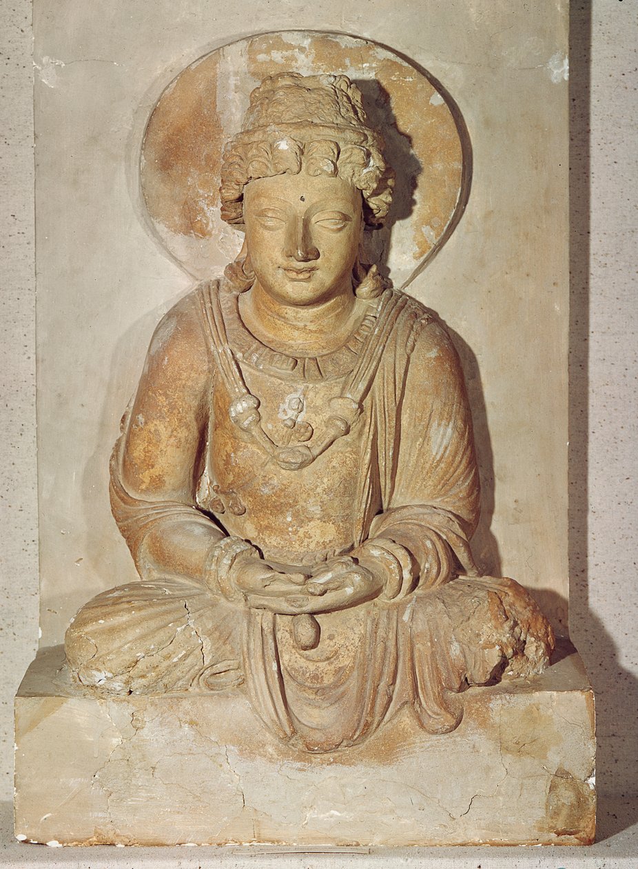 Boeddha zittend in meditatie, uit Ganhara, Grieks-Boeddhistische stijl, 1e-4e eeuw door Pakistani School