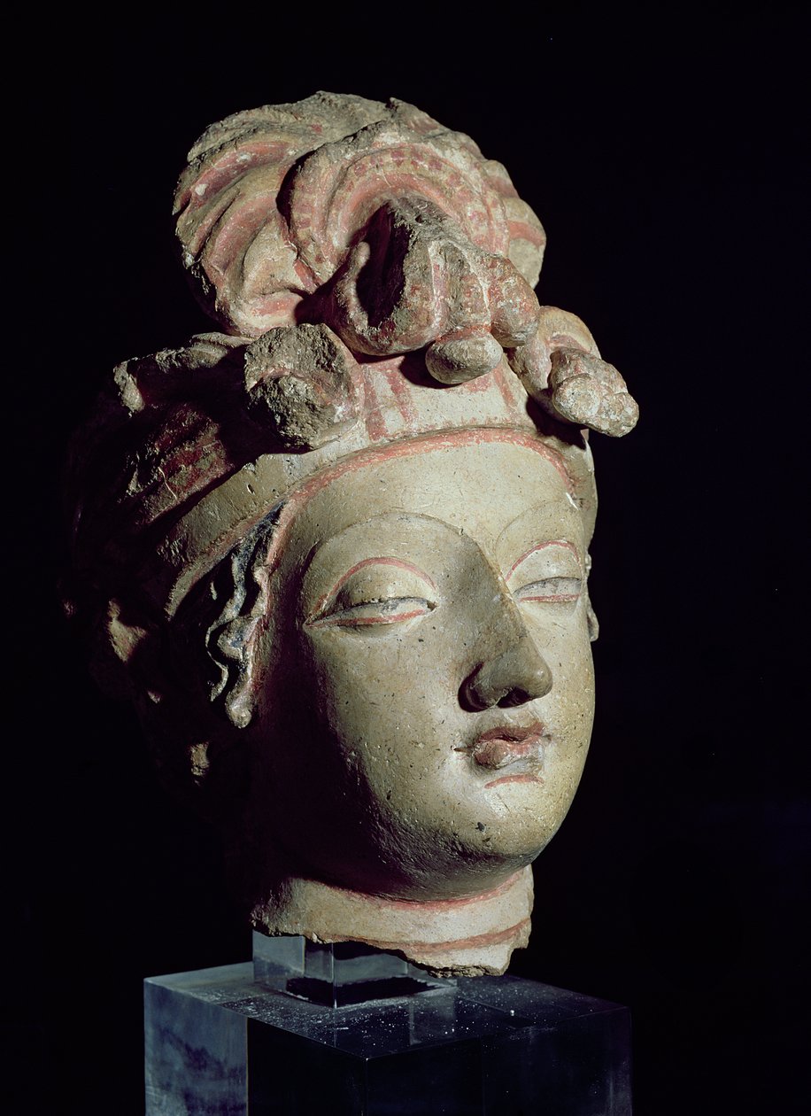 Hoofd, uit Gandhara, Grieks-Boeddhistische stijl, 1e-4e eeuw door Pakistani School