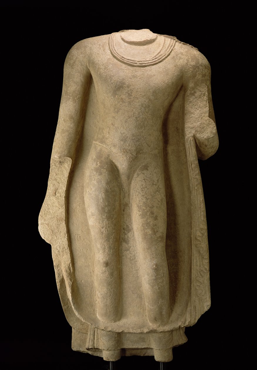 Staande figuur van de Boeddha (hoofd ontbreekt), Gandhara door Pakistani School