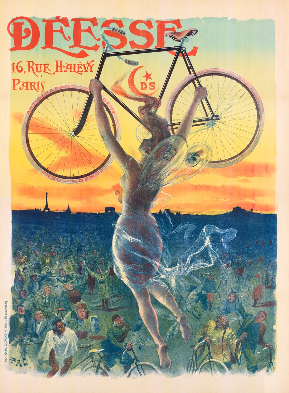 Franse Art Nouveau Poster voor Deesse Fietsen, ca. 1898 (lithografie) door Pal