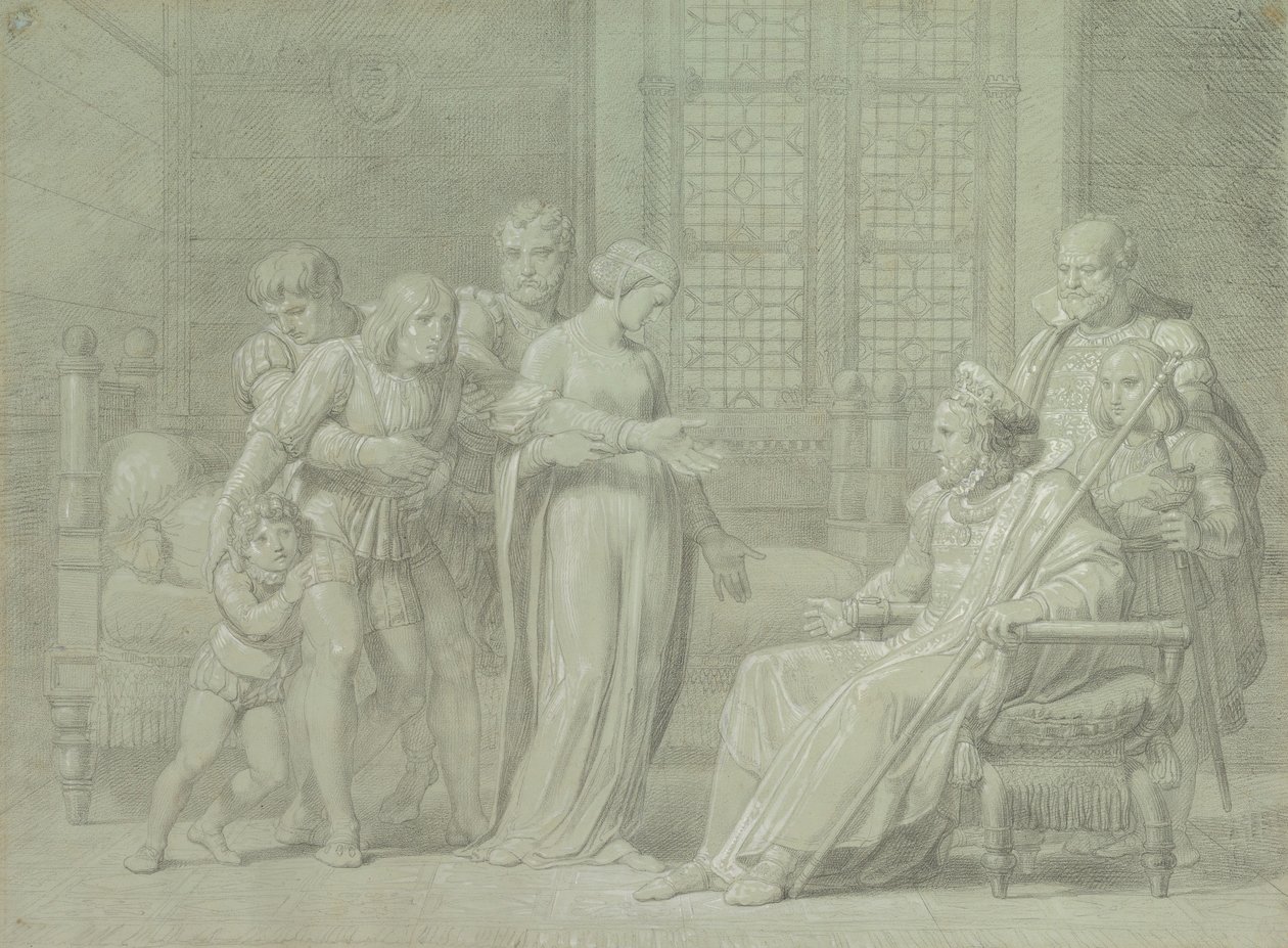 Koning Karel VIII van Frankrijk met de stervende Gian Galeazzo Sforza in Pavia, 1775-1860 door Palagi Filippo Pelagio
