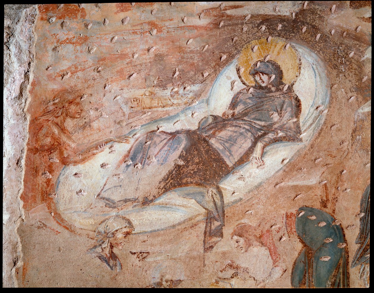De geboorte. Fresco van de apsis, 6e-7e eeuw door Paleo-Christian