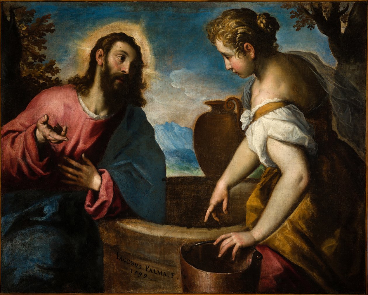 Jezus en de Samaritaanse vrouw door Palma Il Giovane
