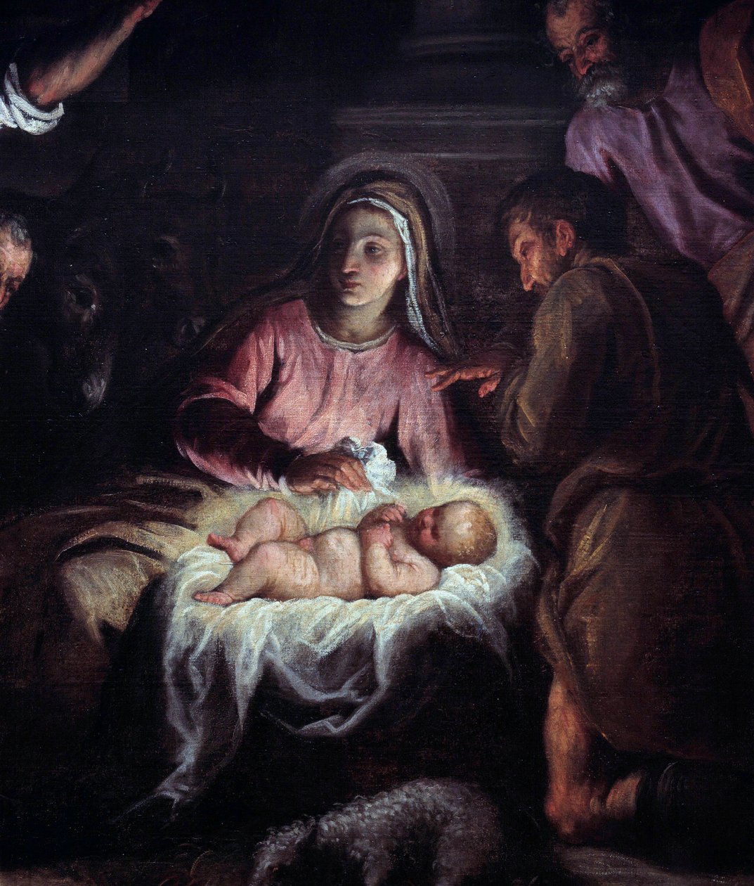 De Aanbidding van de Herders (detail) door Palma Il Giovane