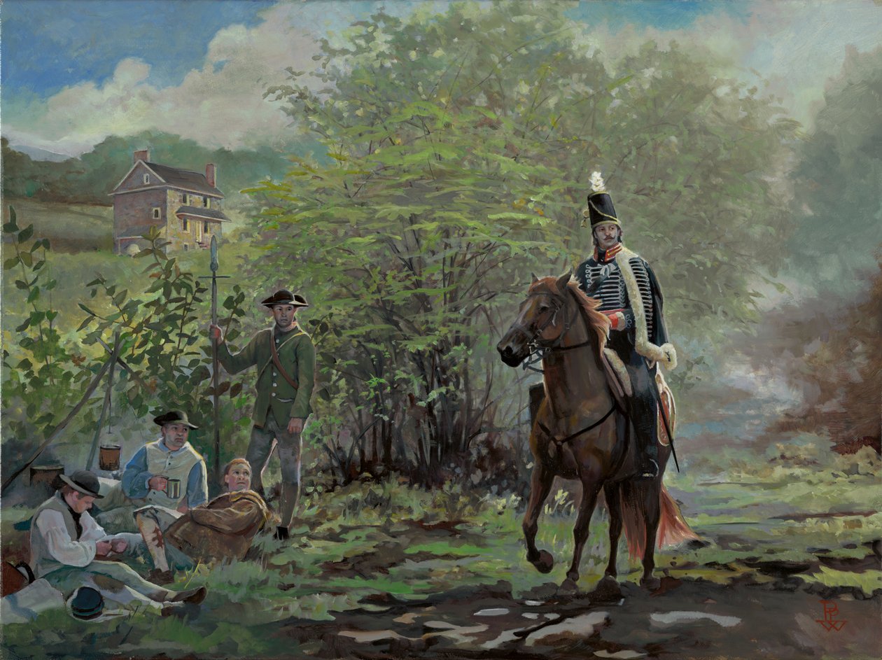 Pulaski bij de Slag om Brandywine, 2018 (olieverf op doek) door Pamela Patrick White