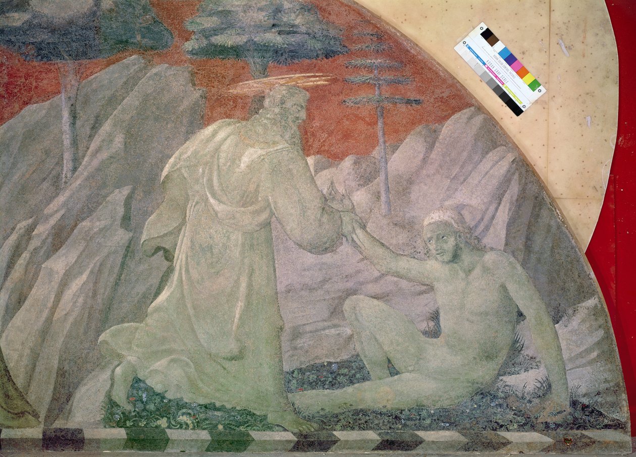 De schepping van de dieren en van Adam (detail) door Paolo Uccello