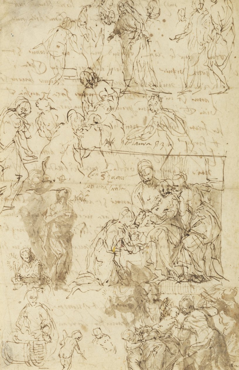 Het mystieke huwelijk van Sint-Catharina en andere studies door Paolo Veronese